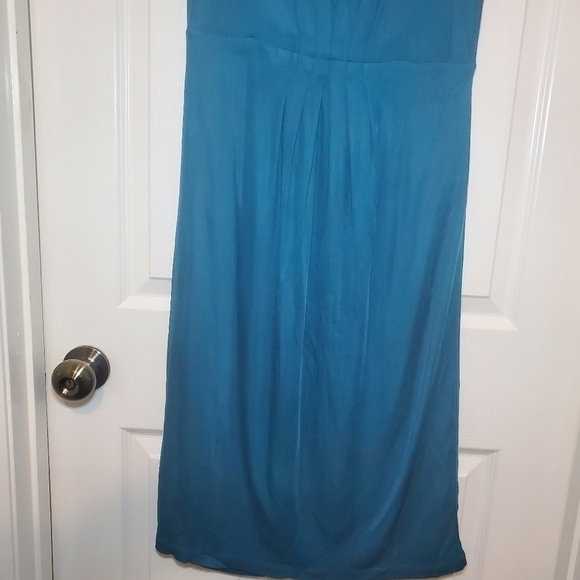Boden Women's Scoop neck Pleated Detail Sleeveless Dress Sz 6L Silk Blend Teal - Picture 3 of 13